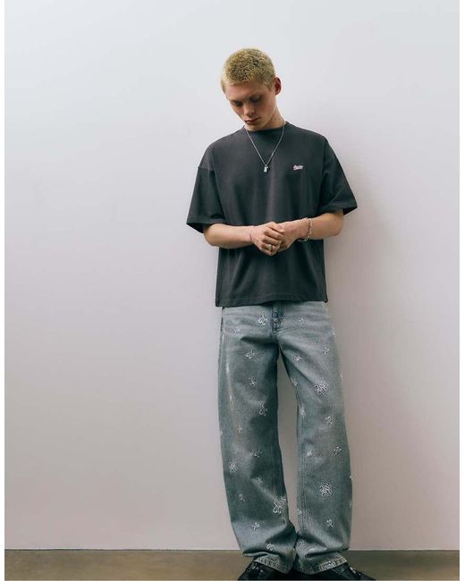 Pull&Bear Oversized Recht T-Shirt Met Stwd-Logo in het Blue voor heren