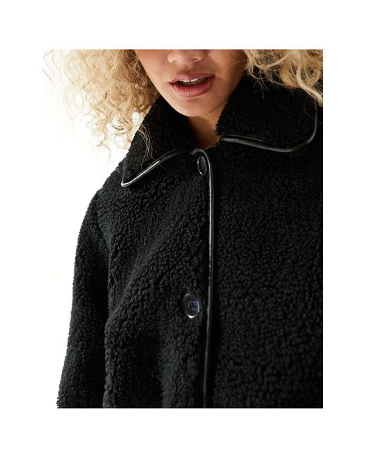 Monki Faux Fur Longline Jacket in Blue Lyst UK