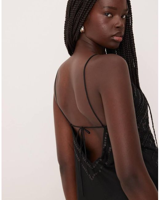 Abercrombie & Fitch Natural Sleeveless Embellished Maxi Dress