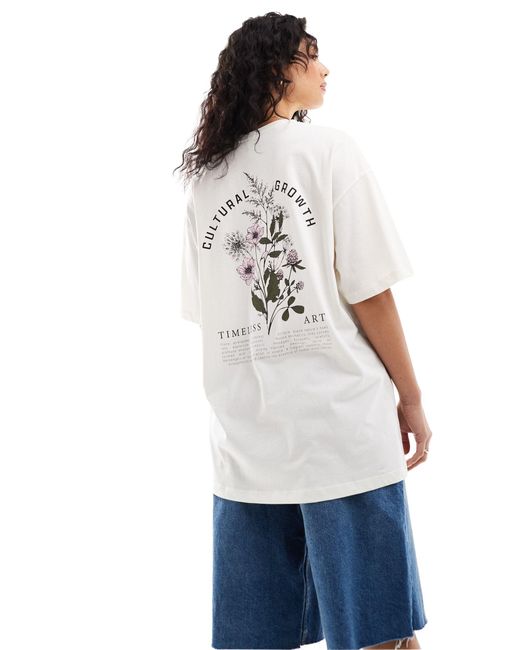 ONLY White 'timeless Art' Back Graphic Boyfriend Fit T-shirt