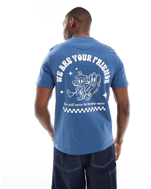 Farah Blue Limscott Graphic Back T-Shirt for men