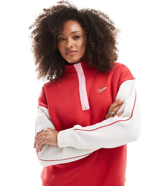 Nike Red Back Print 1/4 Zip Fleece