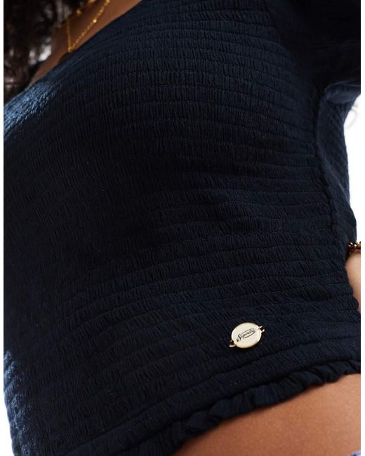 Superdry Black Smocked Woven Top