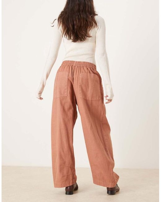 Free People Natural Chambers Laid Back Pull On Trousers