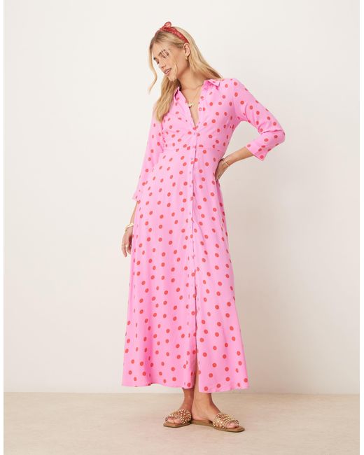 Y.A.S Pink Maxi Shirt Dress