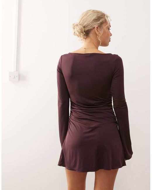 Monki Red Long Sleeve Mini Dress
