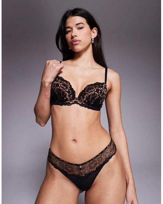 Ann Summers Gray Sexy Lace Padded Plunge Bra