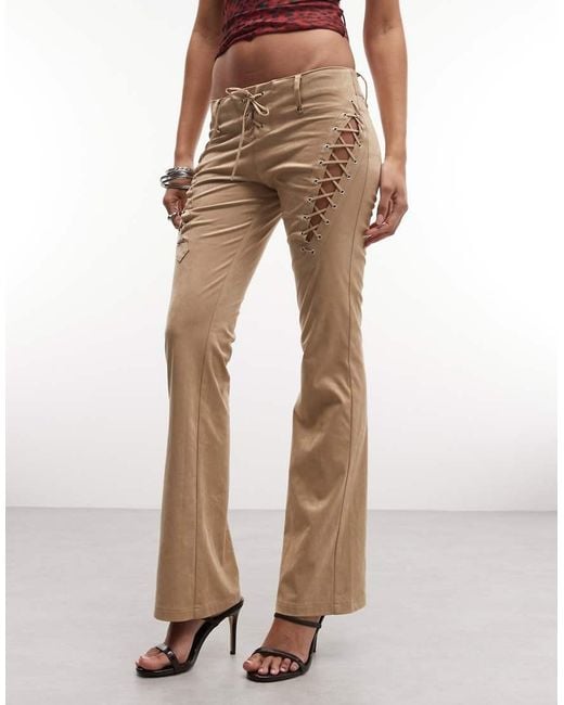 I.AM.GIA Brown Xenia Faux Suede Lace Up Trousers