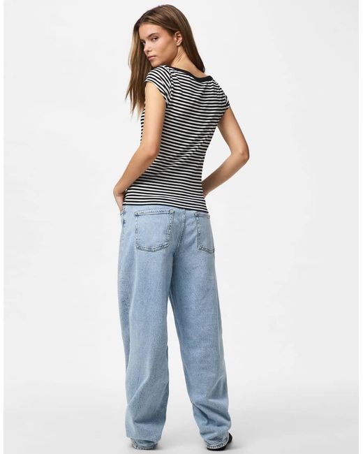 Pieces Black Cap Sleeve Top