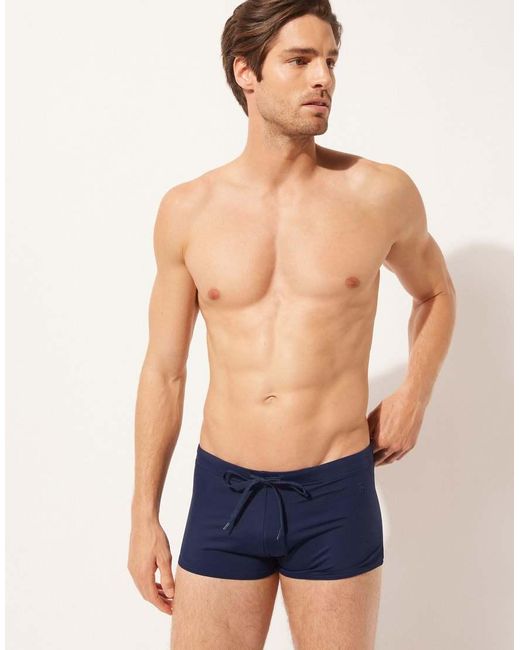 Calzedonia Blue Boxer-Style Swim Shorts Panama for men