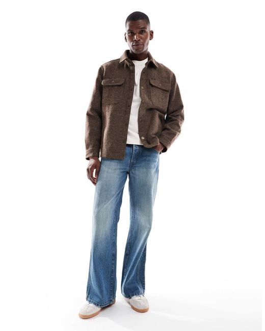Lee Jeans Brown Wool Blend Brushed Overshirt for men