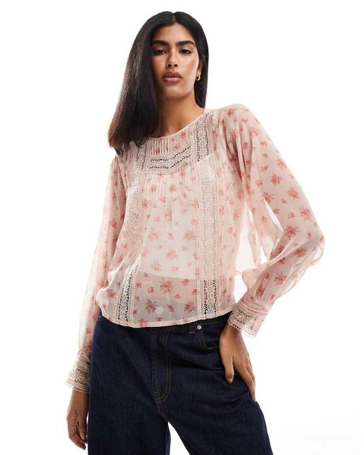 Miss Selfridge Blue Trimmed Up Blouse