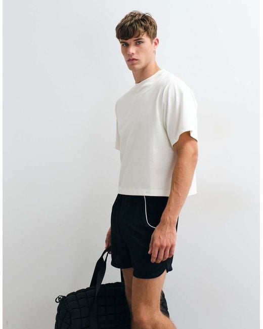 4505 White Heavyweight Quick Dry Cropped Cotton Tank With Back Graphic for men