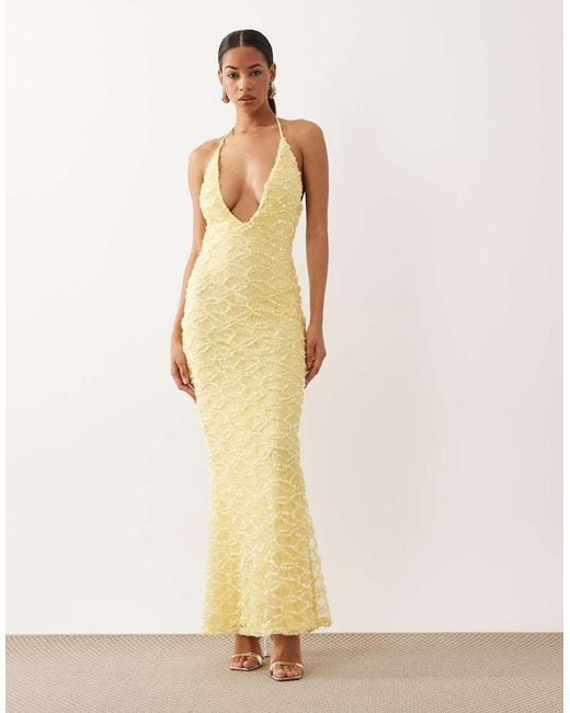 ASOS Multicolor Lace Sequin Halterneck Maxi Dress