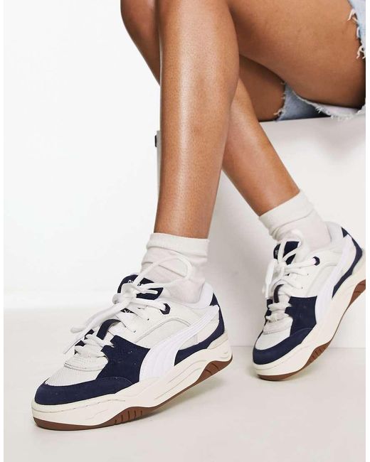 Zapatillas De Deporte Blancas Y Azul Marino 180 De -Gris PUMA de color White