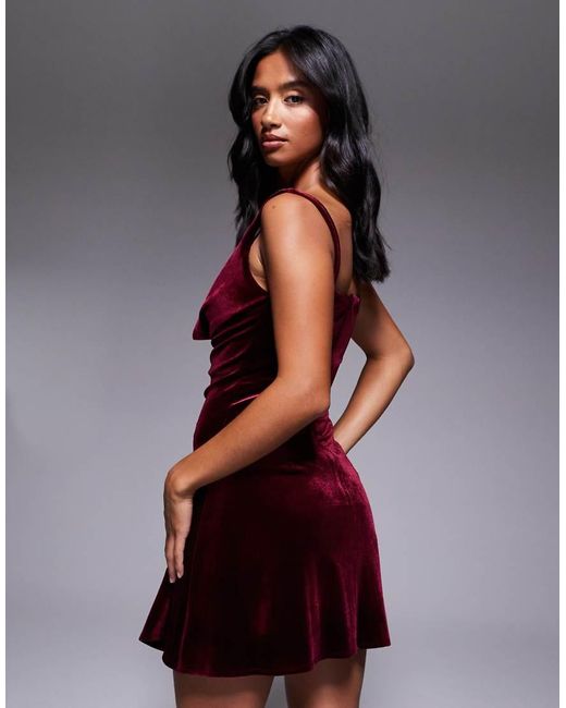 Jaded Rose Petite Black Velvet Mini With Hotfix Bra Top Detail