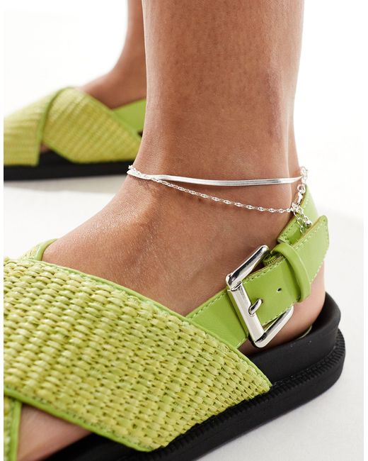 London Rebel Green Minimal Strappy Sandals