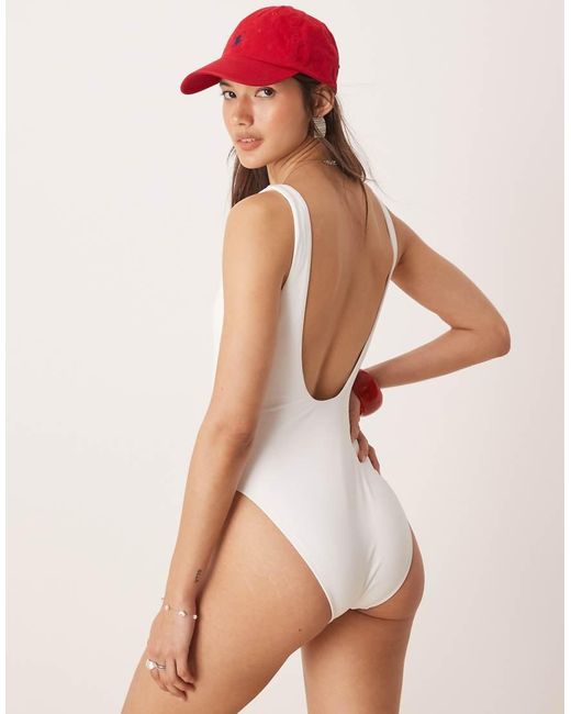 Polo Ralph Lauren Natural Americana Zipper Scoop Tank Swimsuit