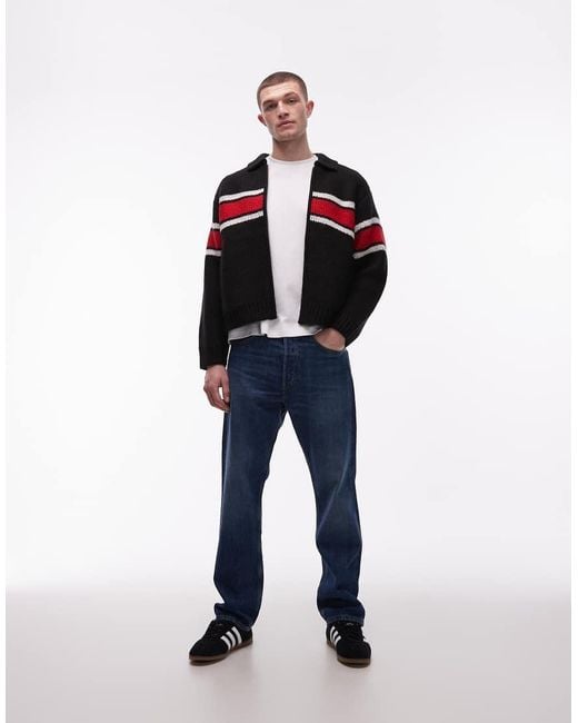Obey Blue Bernard Zip Through Cardigan for men
