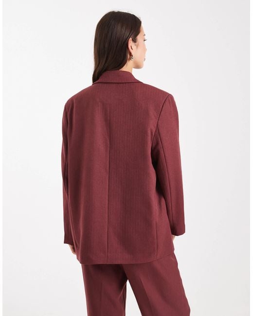 Vero Moda Red Double Breasted Herringbone Co-ord Blazer