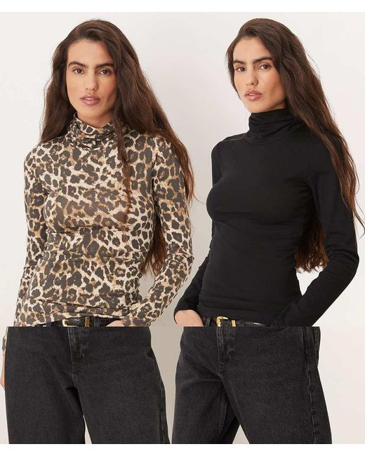 JJXX Set Van 2 Hoogsluitende Tops Met Lange Mouwen in het Black