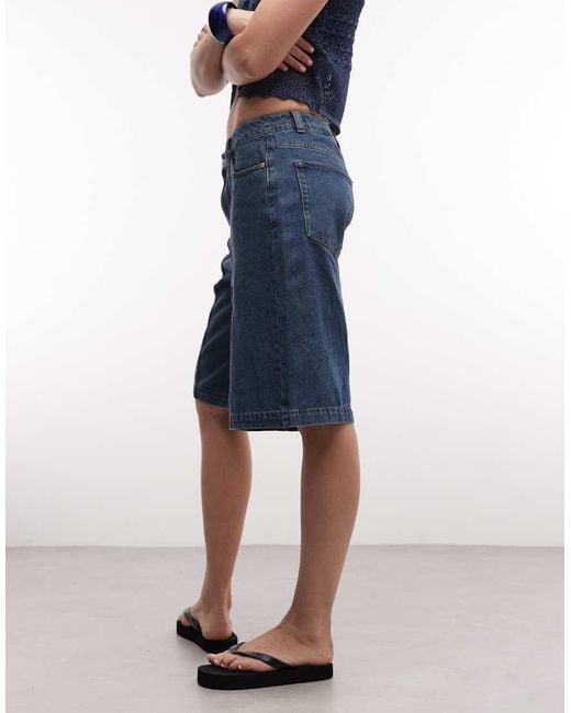 Noisy May Blue baggy Denim Shorts With Seam Detail