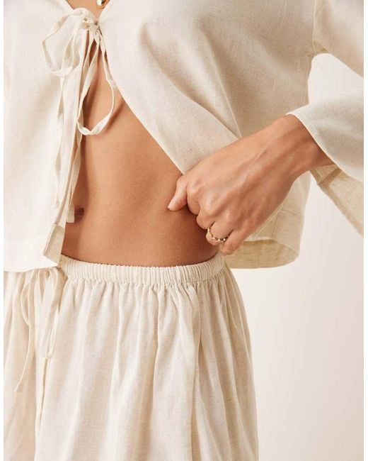 ASOS Natural Belle Linen Blend Beach Skirt