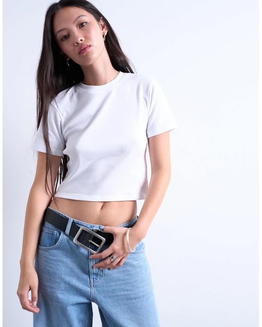 TOPSHOP Blue Shrunken Everyday Tee
