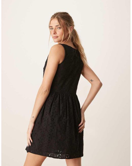 Brave Soul Mini Jurk Van Broderie in het Black