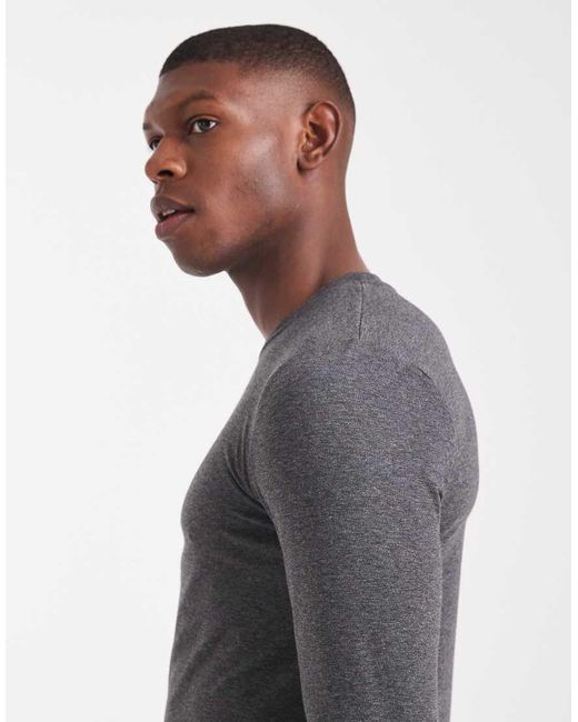 ASOS Gray Essentials Muscle Fit Long Sleeve T-shirt for men