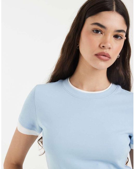 Vero Moda Blue Double Layer Binding Detail T-shirt