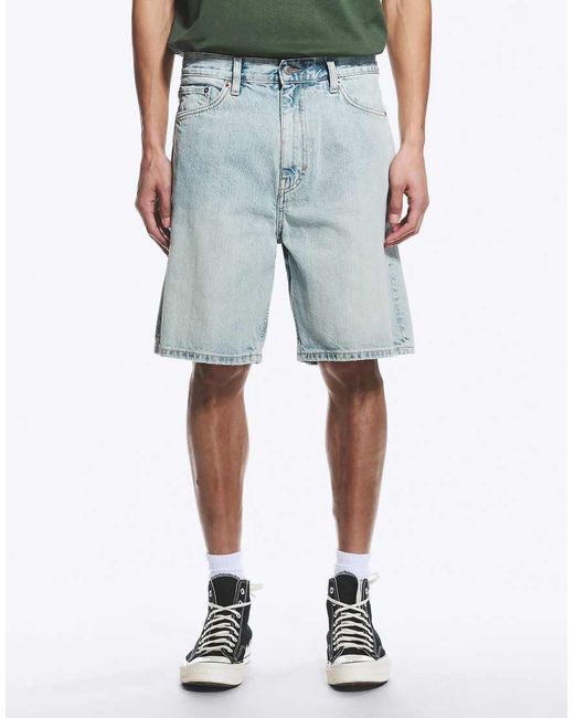 Weekday White Galaxy Loose Fit baggy Denim Shorts for men
