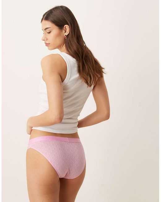 Calvin Klein Pink Microfibre Lace Bikini Briefs