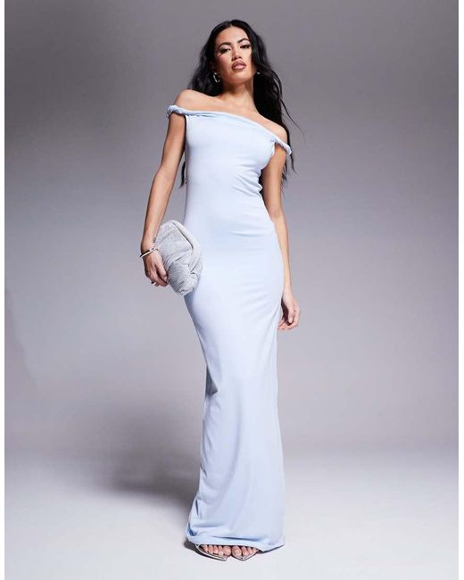 Aria Cove Purple Double Layered Slinky Twist Strap Detail Maxi Dress