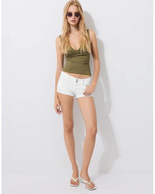 Stradivarius White Fitted Wide-strap Top