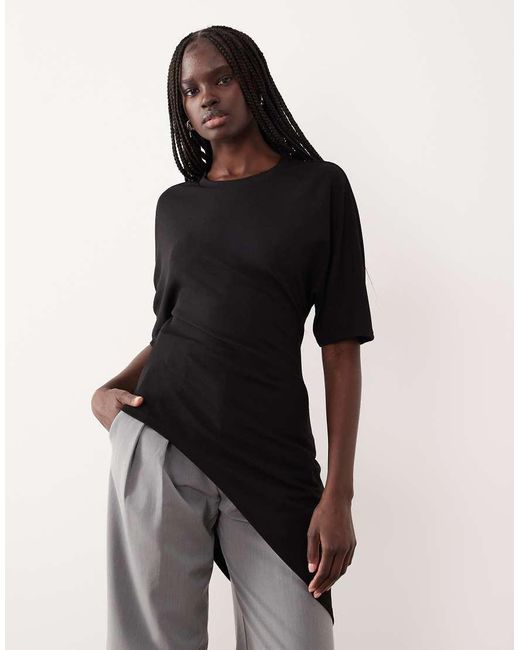 Gina Tricot Black Short Sleeve Asymmetric Top