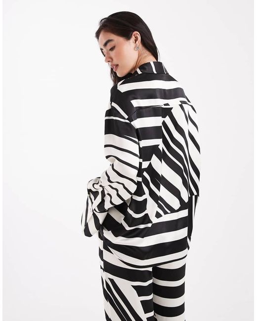 4th & Reckless White Satin Wide Cuff Shirt Co-ord