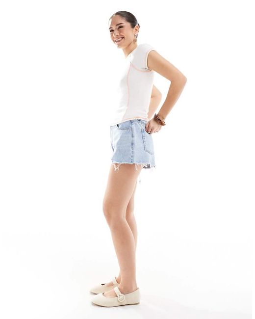 Monki White Shrunken Slim Fit Tee