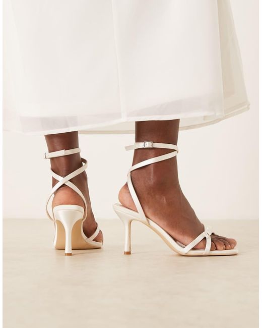 Be Mine Wide Fit Natural Bridal Honora Heeled Sandals With Bows