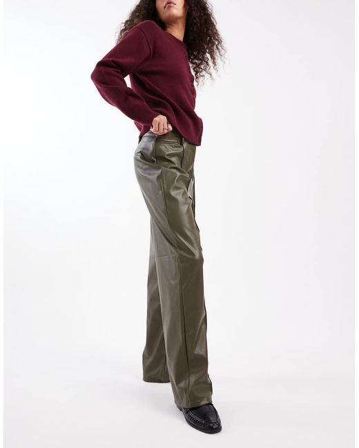 New Look Red Faux-leather Wide Leg Pants