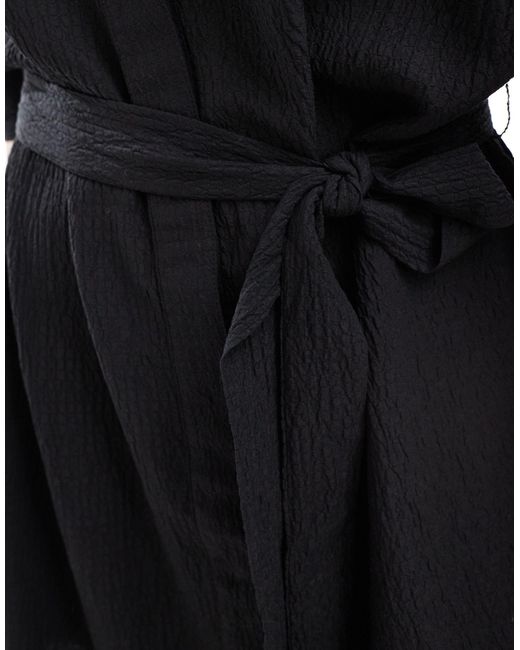 Monki Black Belted Wrap Mini Dress