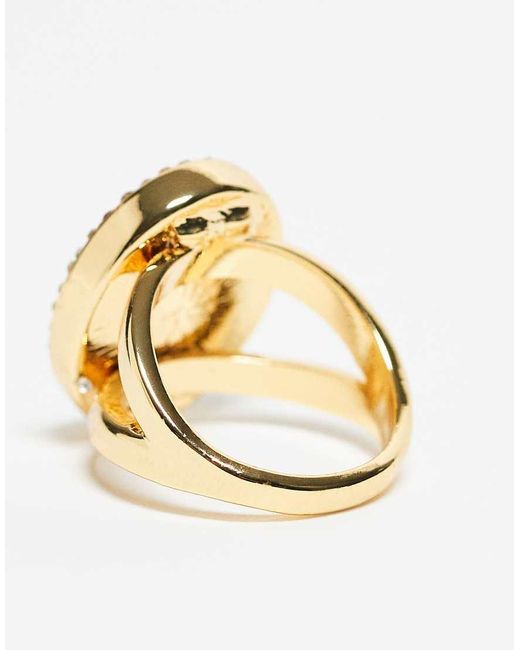 Anello Con Pietra Preziosa Sintetica Appariscente E Cristalli di ASOS in Blue