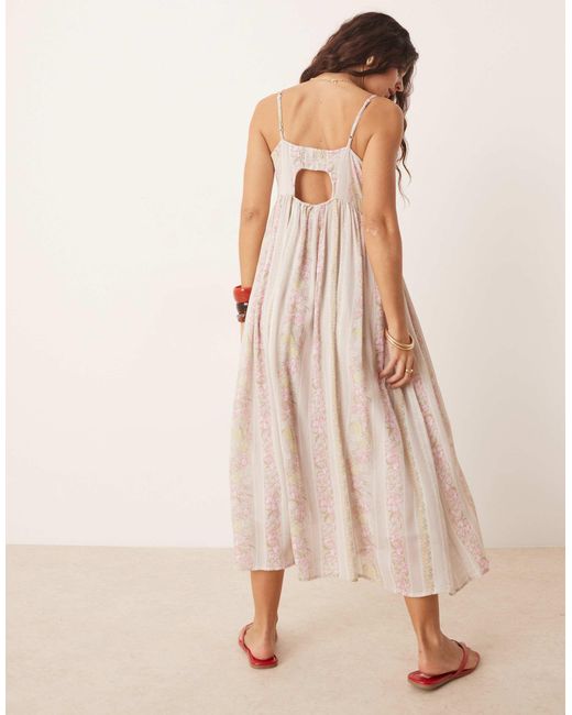 Y.A.S Natural Festival Cami Midi Dress With Button Front Detail