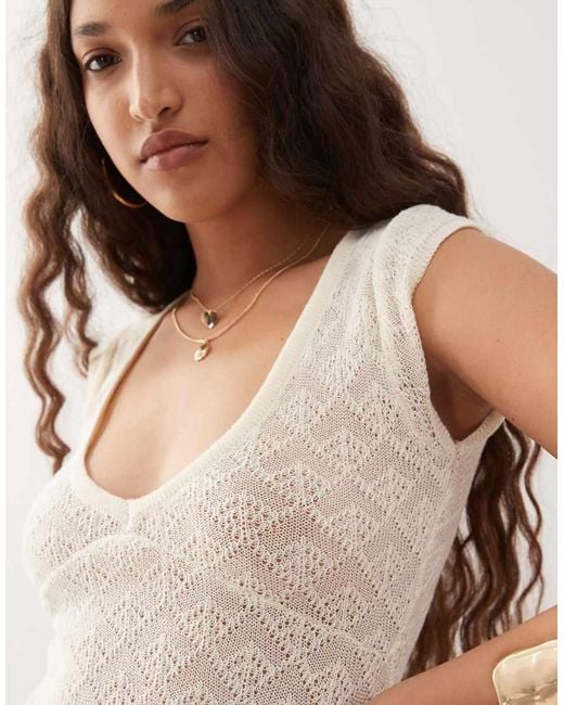 Motel Natural Mariza Crochet Knit Mini Dress