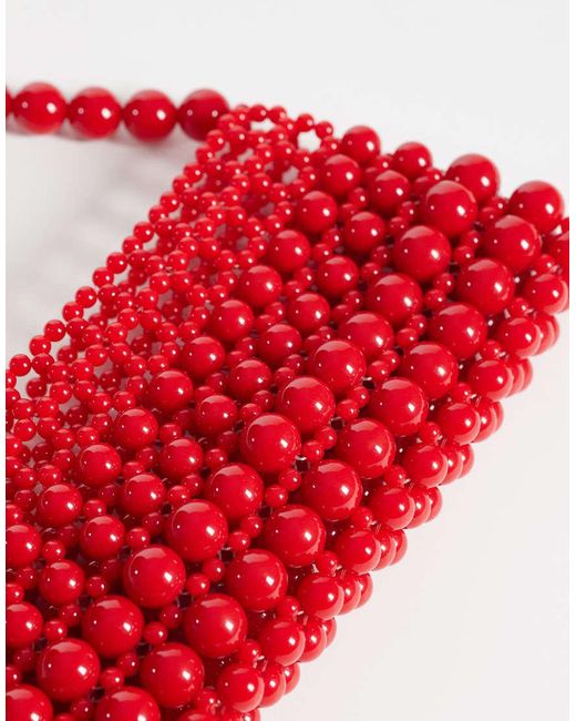 ASOS Red Beaded Clutch Bag