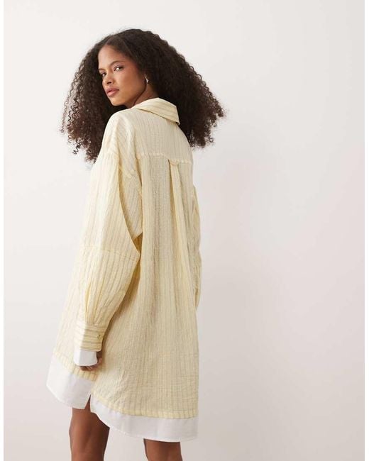 ASOS Natural Oversized Double Layered Shirt Mini Dress
