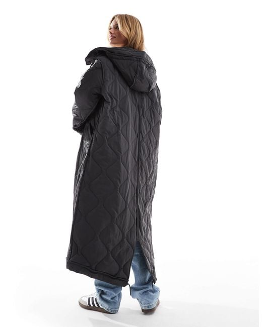 ASOS Blue – lang geschnittene steppjacke