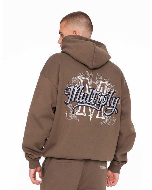 Sudadera Marrón Extragrande Con Capucha Y Detalles Adornados De Multiply Apparel de color Brown