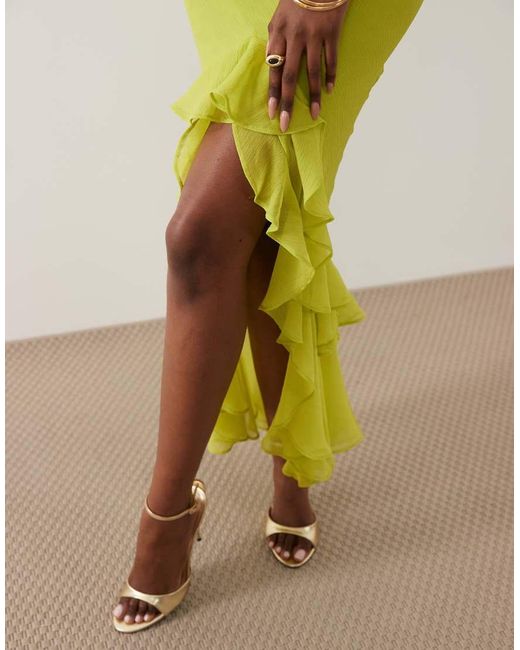 ASOS Green Ruffle Column Cami Maxi Dress