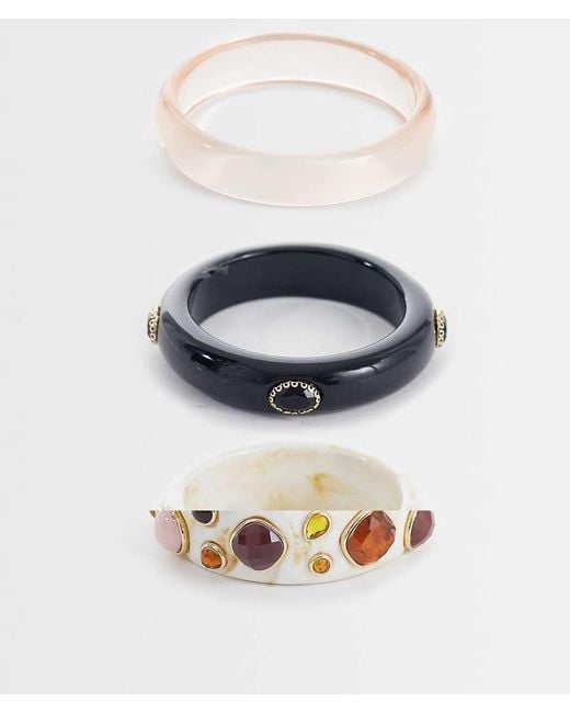 Reclaimed Vintage Multicolor Bangle 3 Pack With Stone Detail